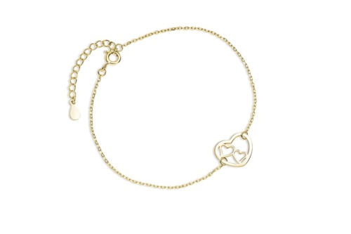 Srebrna (925) bransoletka - serca srebrna-925-bransoletka-serca-pozlacana