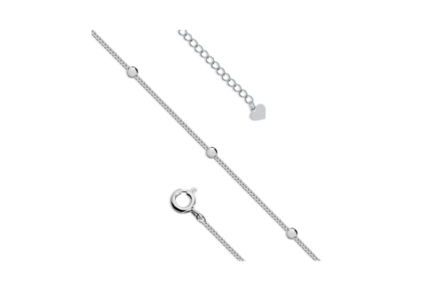 Bransoletka na nogę ze srebra pr. 925 rodowana z kulkami na łańcuszku o splocie Pancerka bransoletka-na-noge-ze-srebra-pr-925-rodowana-z-kulkami-na-lancuszku-o-splocie-pancerka