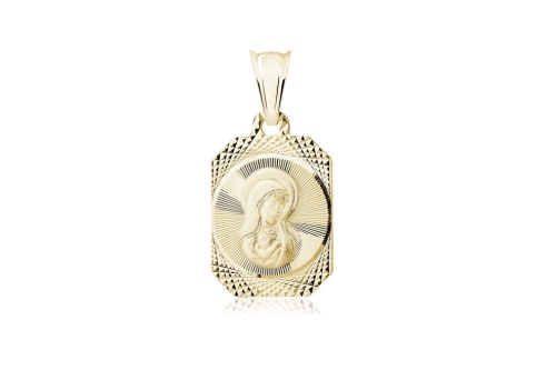 Pozłacany medalik srebrny 925 diamentowany – Matka Boska z Dzieciątkiem 23 × 11 mm 15682_-_m0133g